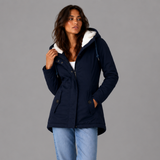 Women's Long Padded Coat with Hood, Fleece Lined Longline Winter Coat