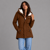 Women's Long Padded Coat with Hood, Fleece Lined Longline Winter Coat