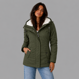 Women's Long Padded Coat with Hood, Fleece Lined Longline Winter Coat