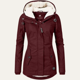 Women's Long Padded Coat with Hood, Fleece Lined Longline Winter Coat