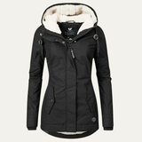 Women's Long Padded Coat with Hood, Fleece Lined Longline Winter Coat