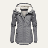 Women's Long Padded Coat with Hood, Fleece Lined Longline Winter Coat