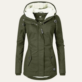 Women's Long Padded Coat with Hood, Fleece Lined Longline Winter Coat