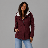 Women's Long Padded Coat with Hood, Fleece Lined Longline Winter Coat
