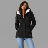 Women's Long Padded Coat with Hood, Fleece Lined Longline Winter Coat