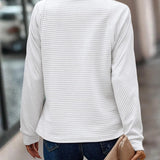 Women's Ribbed Half Zip Jumper with Zip Up Stand Collar, Textured Sweater with Raglan Sleeves