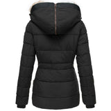 Women's Puffer Jacket with Faux Fur Lined Hood, Quilted and Fitted for Winter