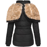 Women's Puffer Jacket with Faux Fur Lined Hood, Quilted and Fitted for Winter