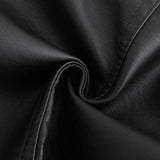 Women's Faux Leather Biker Jacket with Stand Collar, Quilted Shoulders and Zip Pockets