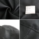 Women's Faux Leather Biker Jacket with Stand Collar, Quilted Shoulders and Zip Pockets