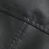 Women's Faux Leather Biker Jacket with Stand Collar, Quilted Shoulders and Zip Pockets