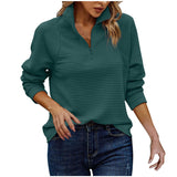 Women's Ribbed Half Zip Jumper with Zip Up Stand Collar, Textured Sweater with Raglan Sleeves