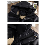 Women's Longline Puffer Coat with Hood, High Shine Quilted Maxi Coat for Winter