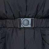 Women's Belted Goose Down Puffer Coat with Elastic Waist and Patch Pockets, Fully Lined