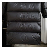 Women's Longline Puffer Coat with Hood, High Shine Quilted Maxi Coat for Winter