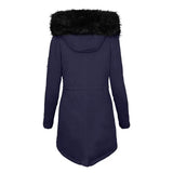 Women's Longline Parka with Faux Fur Hood, Drawstring Waist and Zip Pockets
