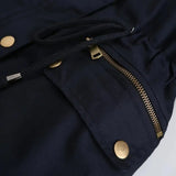 Women's Longline Parka with Faux Fur Hood, Drawstring Waist and Zip Pockets