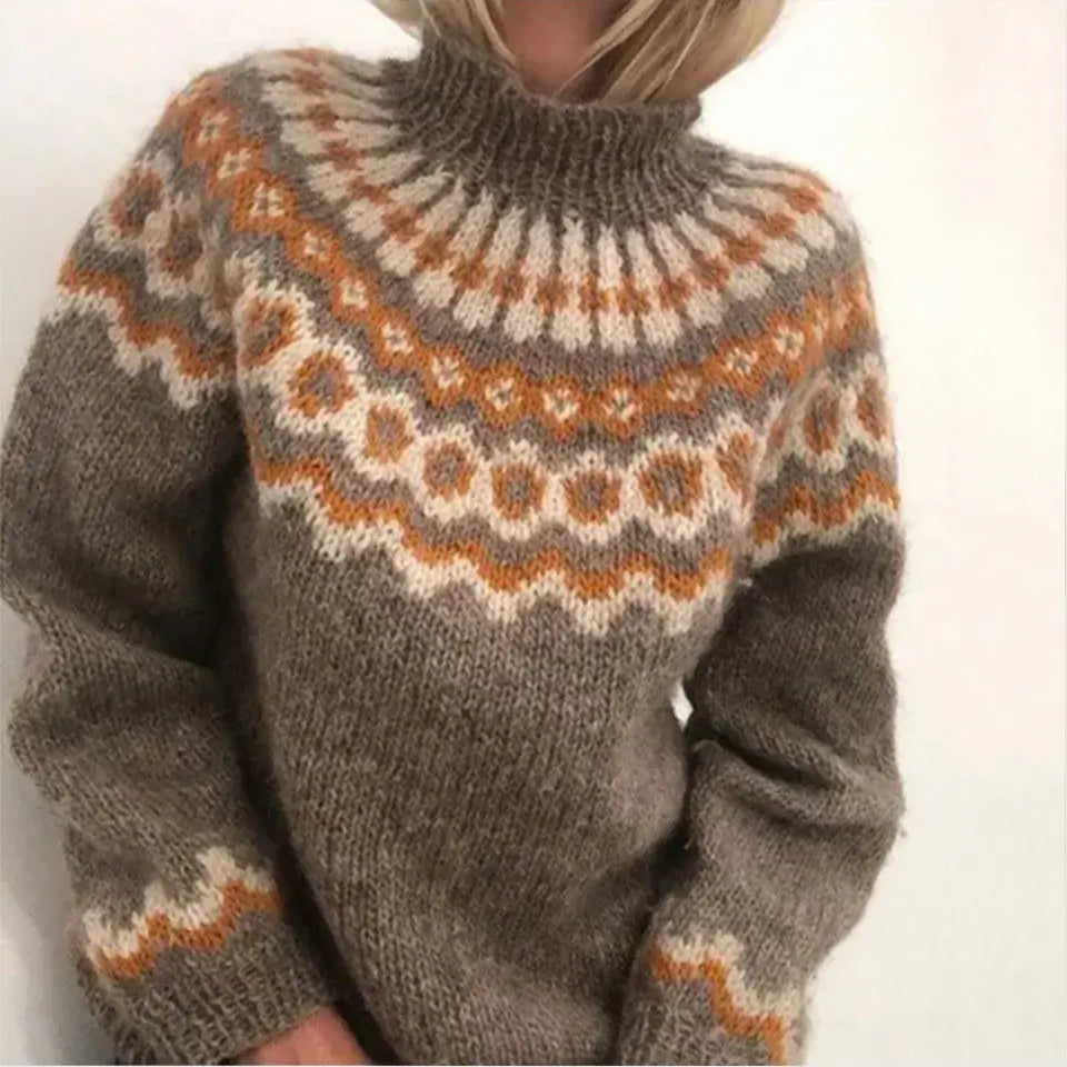 Knitted sweater with a pattern on a plain background